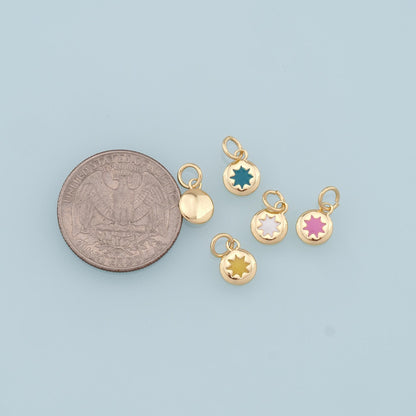 Gold Tiny Star Charms,18K Gold Filled Starburst Pendant,Enamel North Star Charm Bracelet Necklace for DIY Jewelry Making Supp