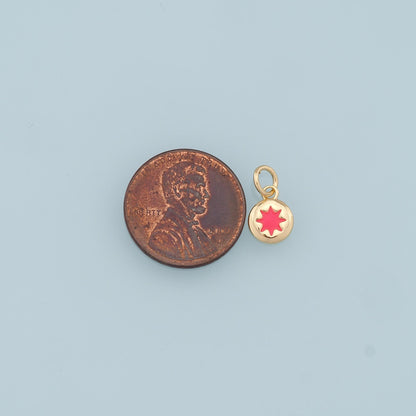 Gold Tiny Star Charms,18K Gold Filled Starburst Pendant,Enamel North Star Charm Bracelet Necklace for DIY Jewelry Making Supp