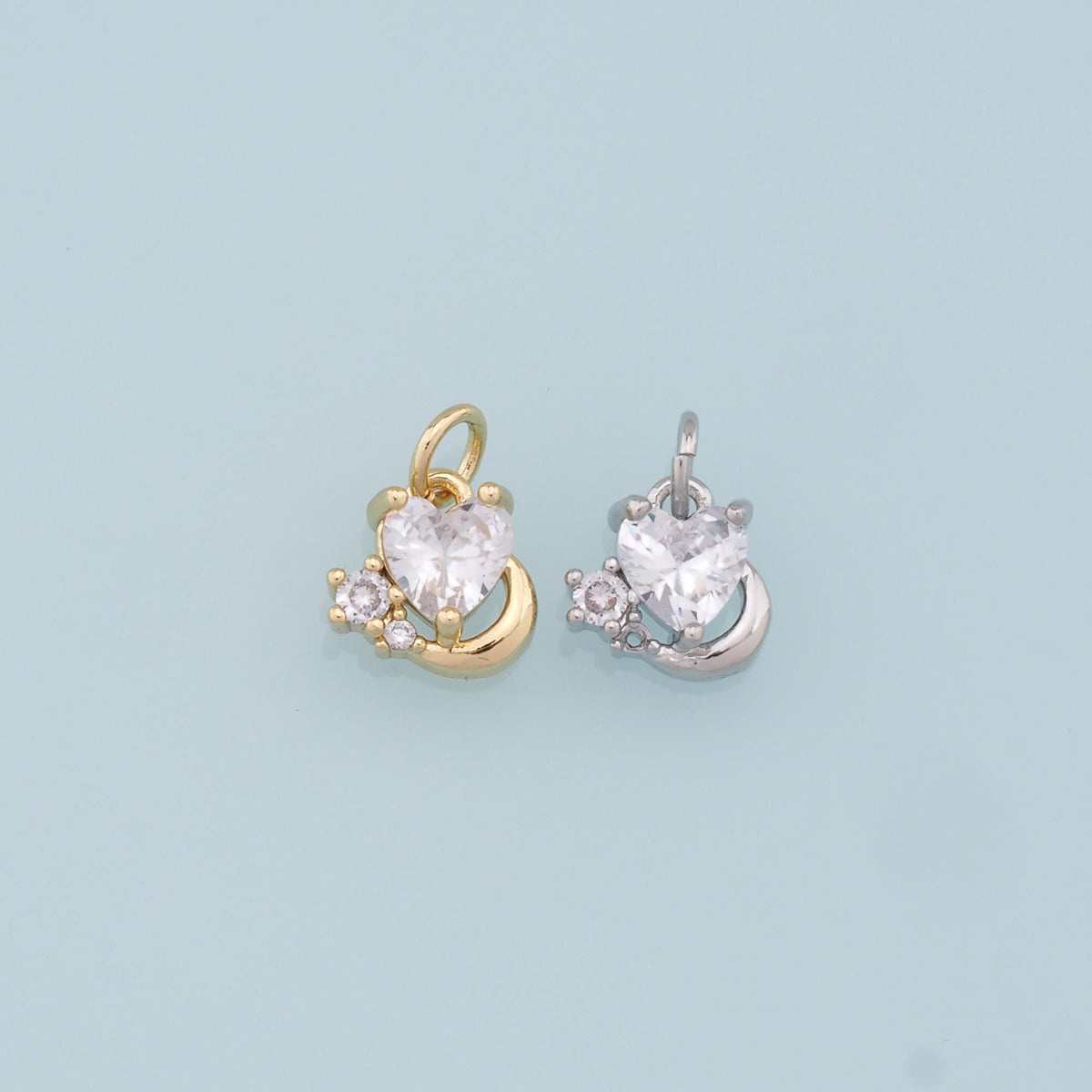 18K Gold Filled Crystal Heart Charm Pendant for Jewelry Making