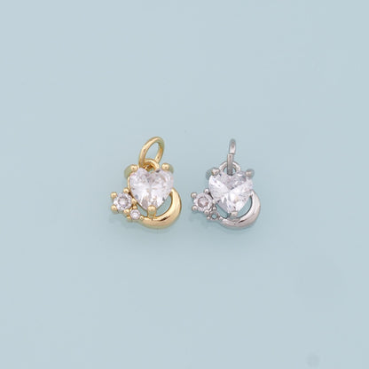 18K Gold Filled Crystal Heart Charm Pendant for Jewelry Making
