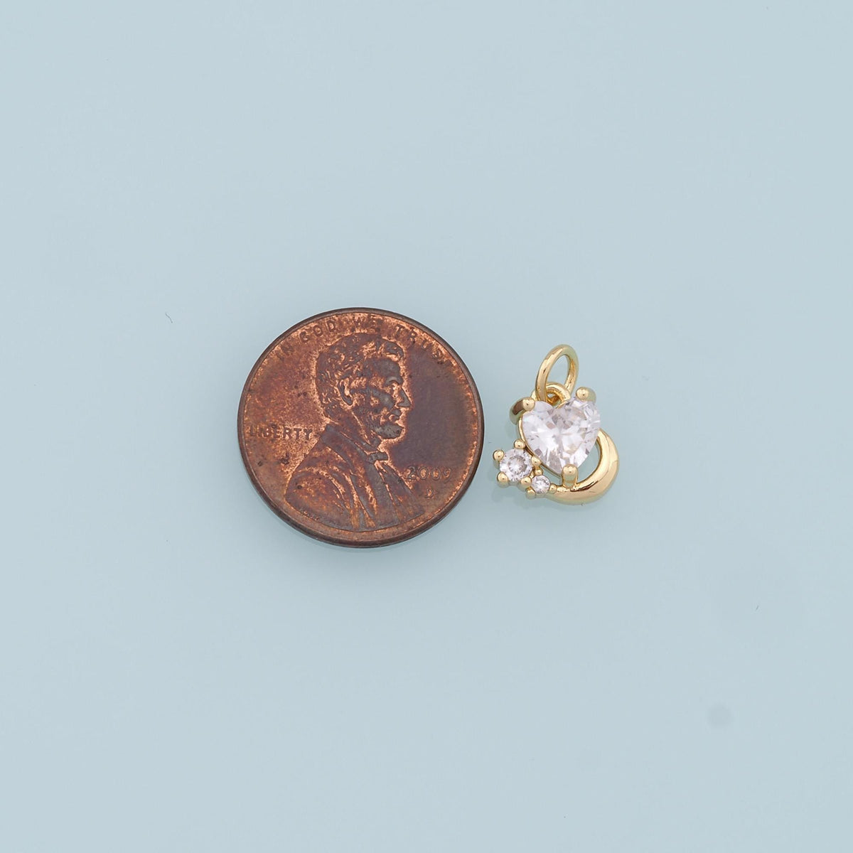 18K Gold Filled Crystal Heart Charm Pendant for Jewelry Making