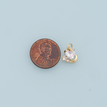18K Gold Filled Crystal Heart Charm Pendant for Jewelry Making