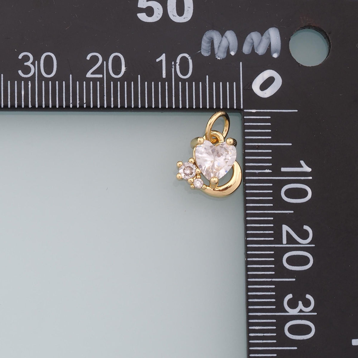 18K Gold Filled Crystal Heart Charm Pendant for Jewelry Making