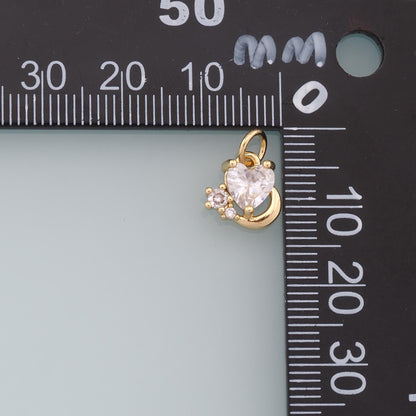 18K Gold Filled Crystal Heart Charm Pendant for Jewelry Making