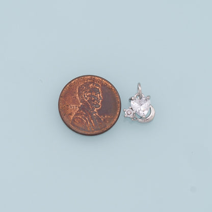 18K Gold Filled Crystal Heart Charm Pendant for Jewelry Making