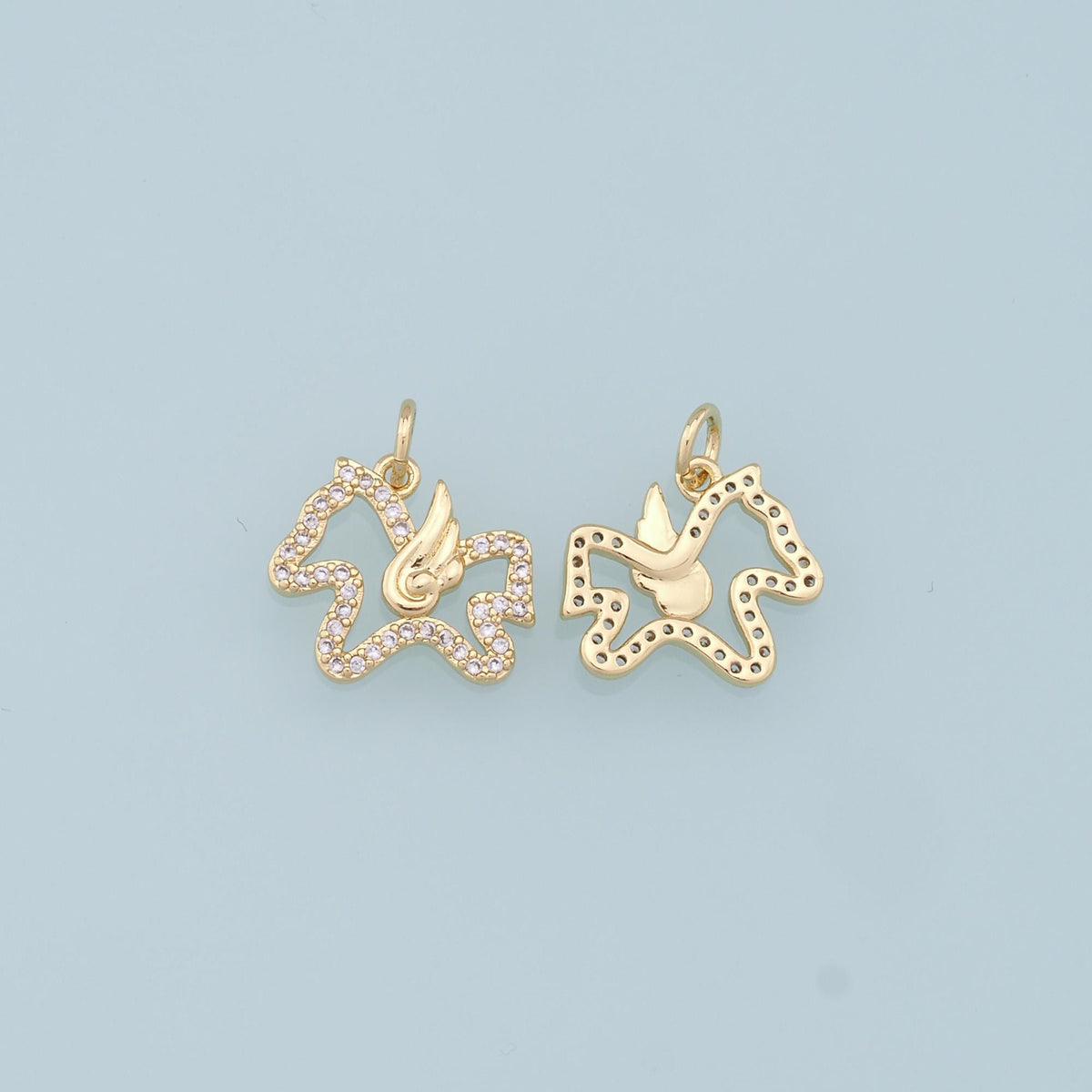18K Gold Filled Horse CZ Charm Pendant for Jewelry Making