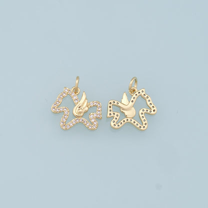 18K Gold Filled Horse CZ Charm Pendant for Jewelry Making
