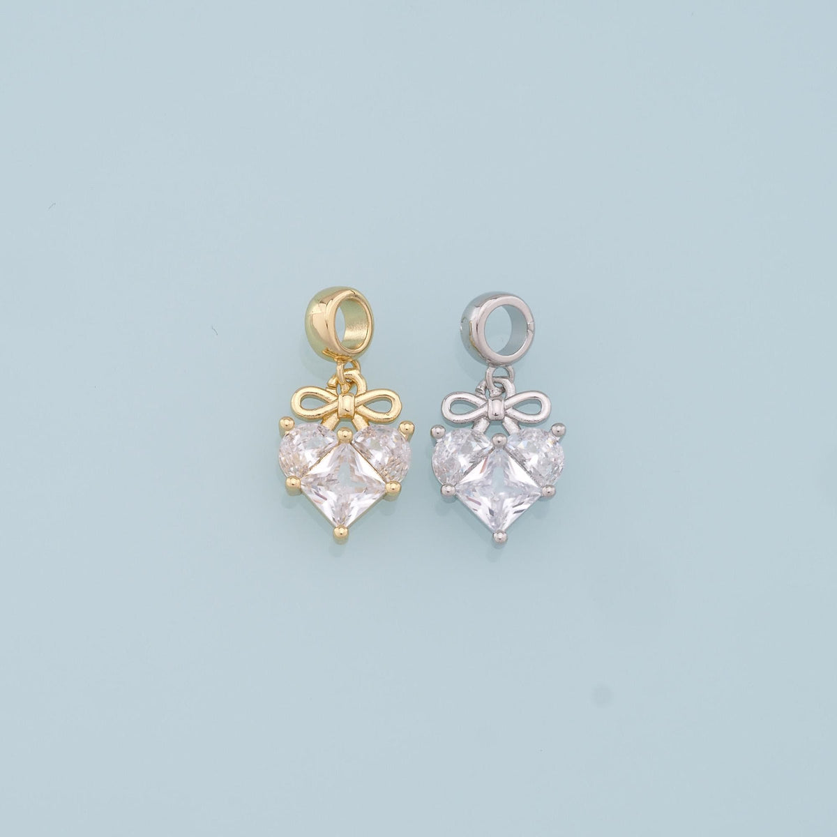 18K Gold Filled Crystal Heart Charm Pendant for Jewelry Making