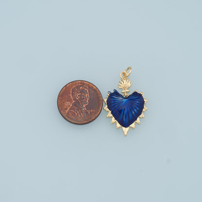 Gold sacred Heart Charms,18K Gold Filled sacred heart Pendant,Enamel Heart Charm Bracelet Necklace for DIY Jewelry Making Sup