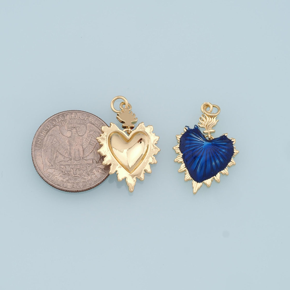 Gold sacred Heart Charms,18K Gold Filled sacred heart Pendant,Enamel Heart Charm Bracelet Necklace for DIY Jewelry Making Sup