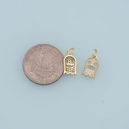 Gold Ghost Charms,18K Gold Filled Ghost Pendant,Halloween Charm Bracelet Necklace for DIY Jewelry Making Supply