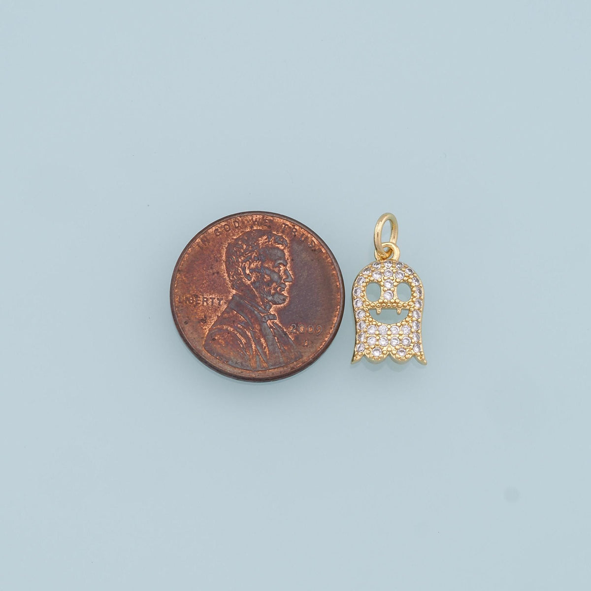 Gold Ghost Charms,18K Gold Filled Ghost Pendant,Halloween Charm Bracelet Necklace for DIY Jewelry Making Supply
