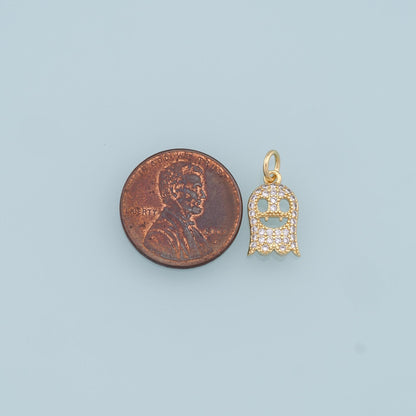 Gold Ghost Charms,18K Gold Filled Ghost Pendant,Halloween Charm Bracelet Necklace for DIY Jewelry Making Supply