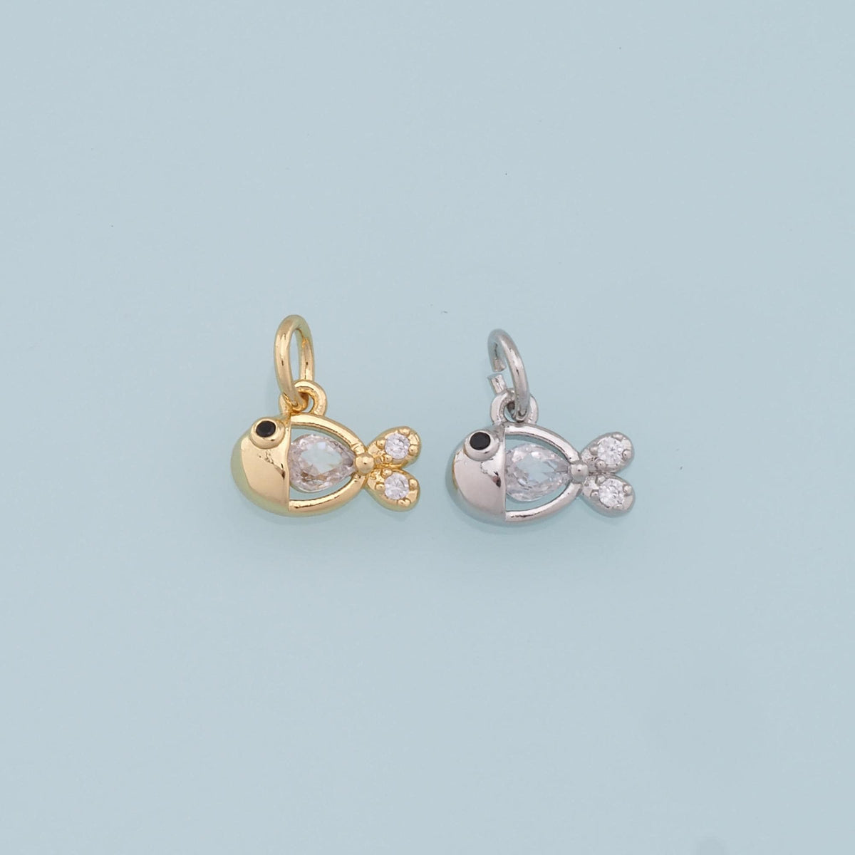 Gold Tiny Fish Charms,18K Gold Filled Fish Pendant,Cute Fish Charm Bracelet Necklace for DIY Jewelry Making Supply