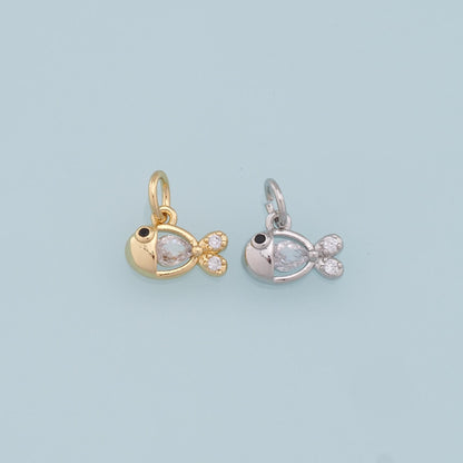 Gold Tiny Fish Charms,18K Gold Filled Fish Pendant,Cute Fish Charm Bracelet Necklace for DIY Jewelry Making Supply