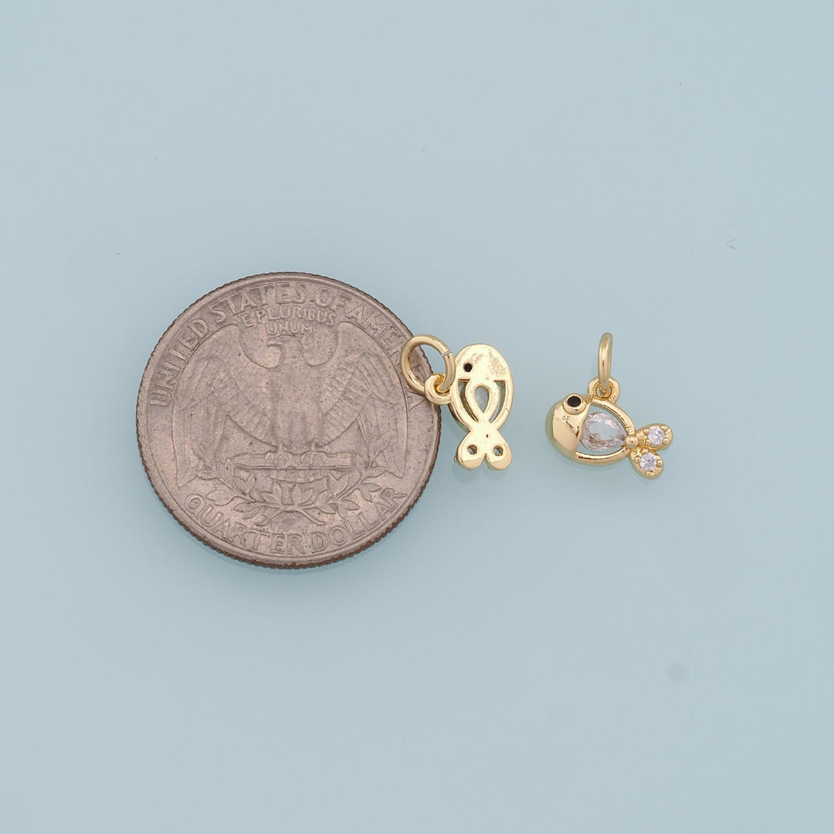 Gold Tiny Fish Charms,18K Gold Filled Fish Pendant,Cute Fish Charm Bracelet Necklace for DIY Jewelry Making Supply
