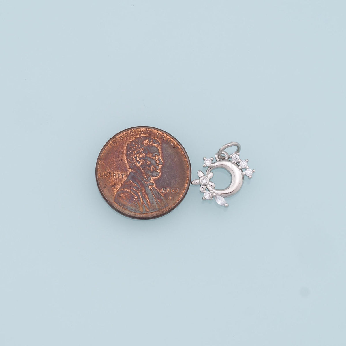 18K Gold Filled Cubic Zirconia Moon Charm Pendant for Jewelry Making