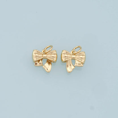 Gold Bow Charms,18K Gold Filled Bow Pendant,bow tie Charm Bracelet Necklace for DIY Jewelry Making Supply