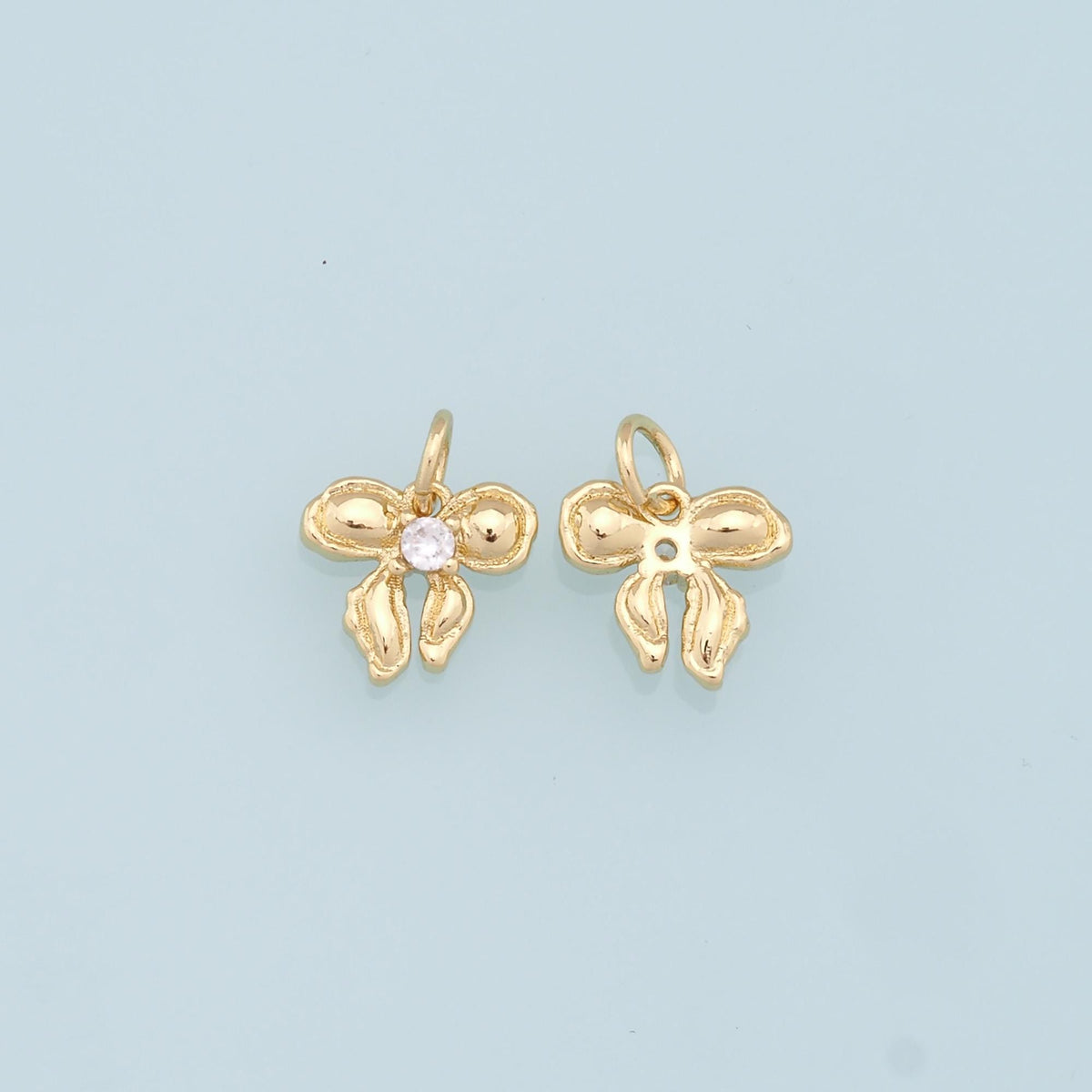 18K Gold Filled Bow Charm Pendant for Jewelry Making