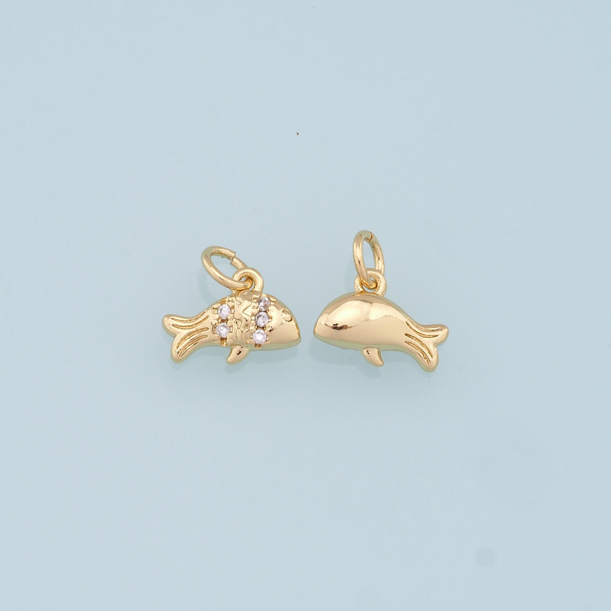 18K Gold Filled Fish Charm Pendant for Jewelry Making