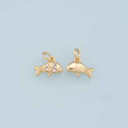 18K Gold Filled Fish Charm Pendant for Jewelry Making