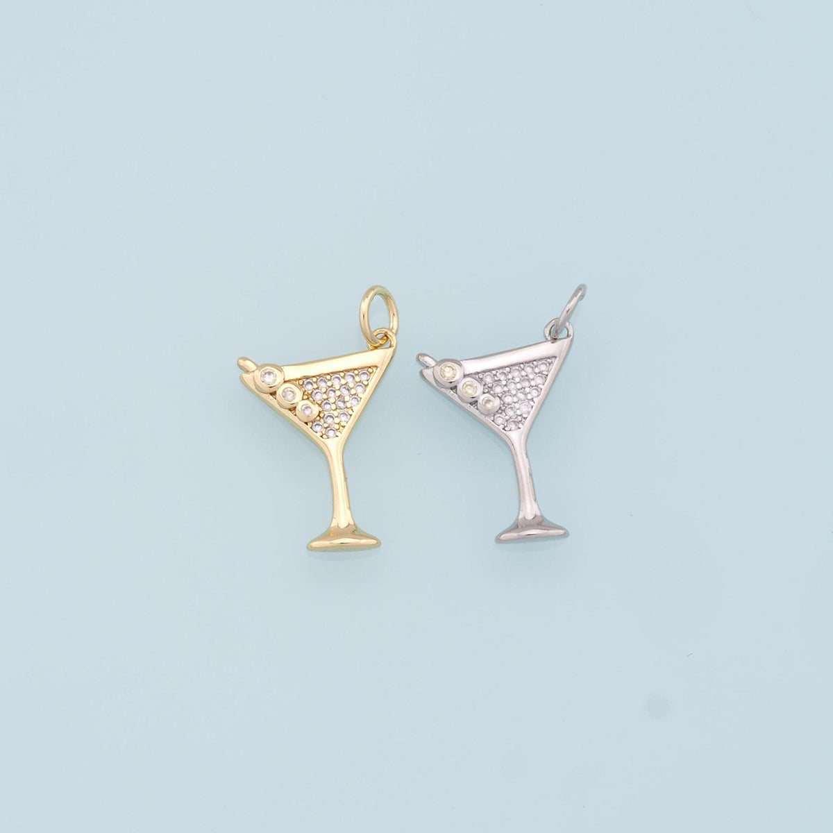 Gold Wine Glass Charms,18K Gold Filled CZ Wine Glass Pendant,Wine Glass Charm Bracelet Necklace for DIY Jewelry Making Supply