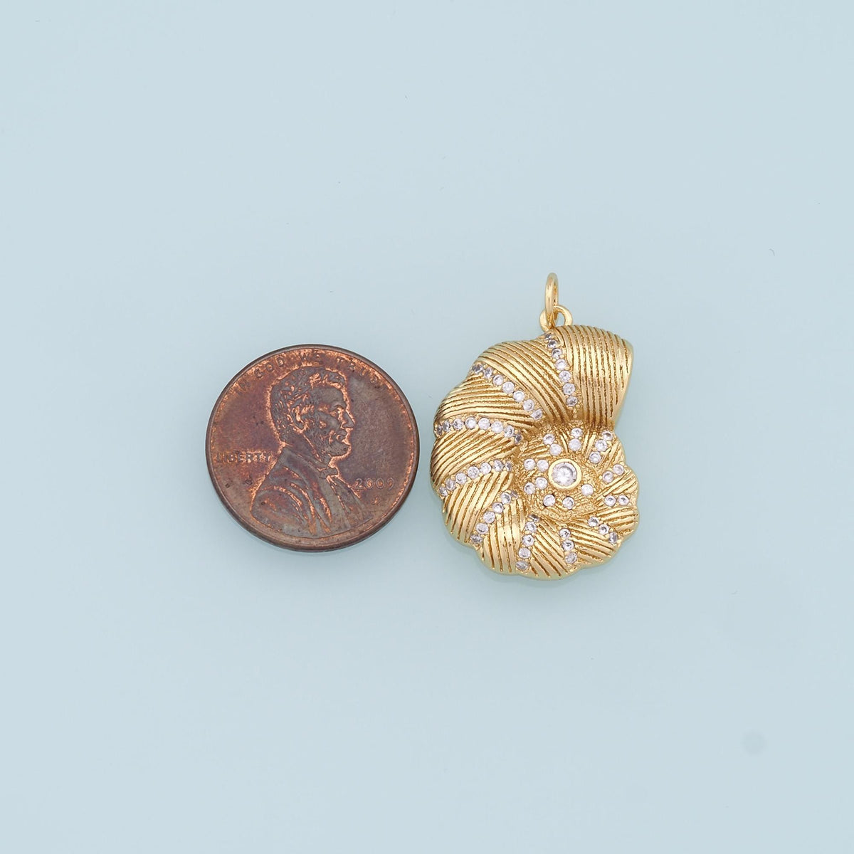 18K Gold Filled Shell CZ Charm Pendant for Jewelry Making