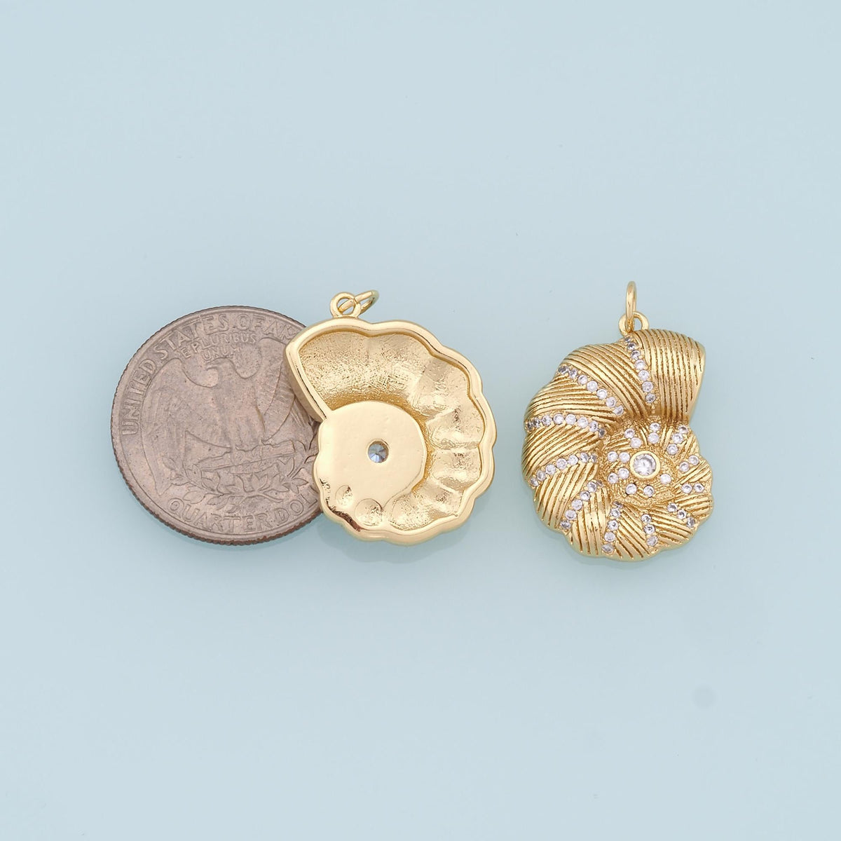 Gold Shell Charms,18K Gold Filled Conch Shell Pendant,CZ Micro Pave Conch Shell Charm Bracelet Necklace for DIY Jewelry Makin