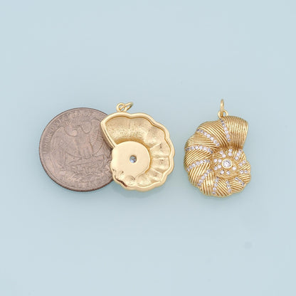 Gold Shell Charms,18K Gold Filled Conch Shell Pendant,CZ Micro Pave Conch Shell Charm Bracelet Necklace for DIY Jewelry Makin