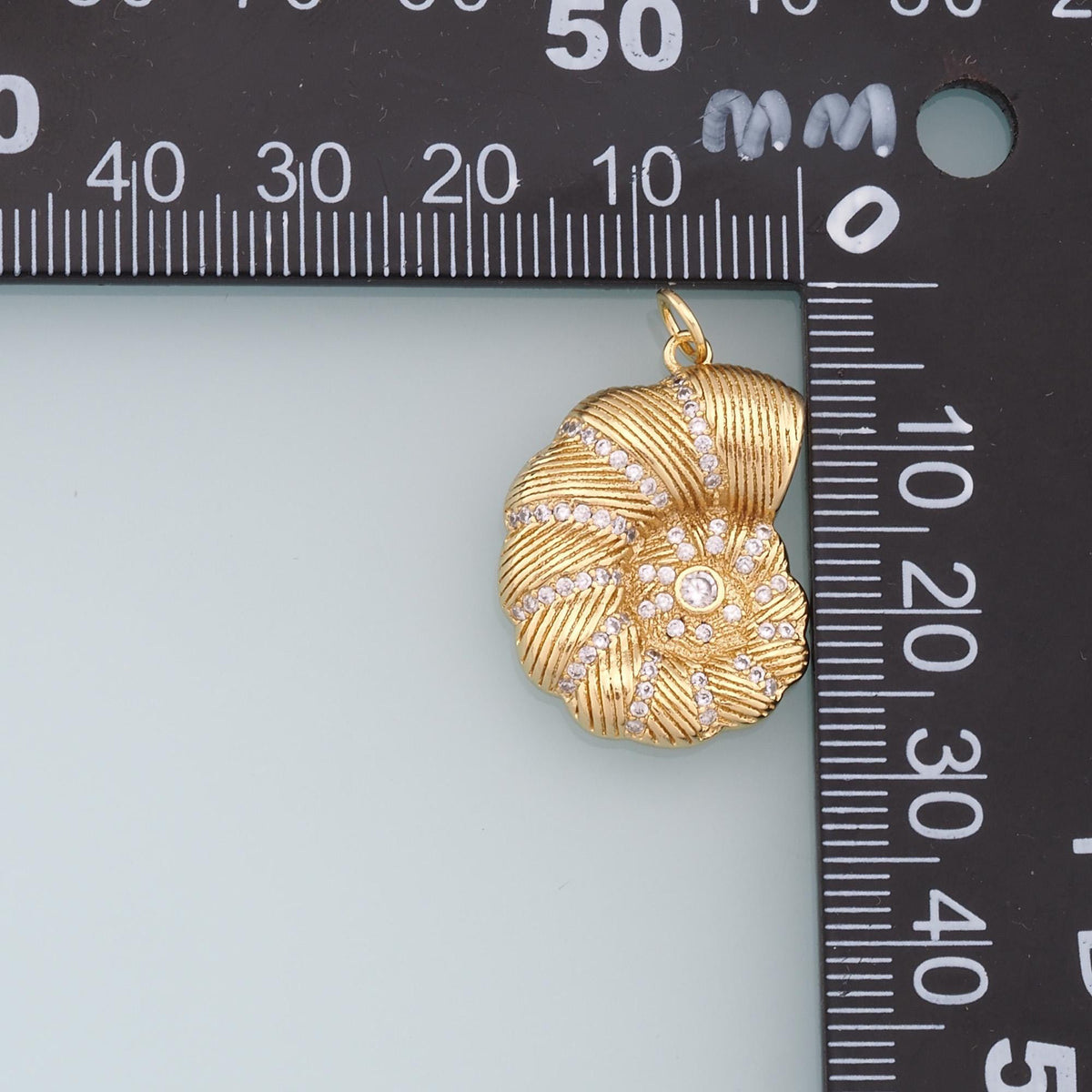 18K Gold Filled Shell CZ Charm Pendant for Jewelry Making