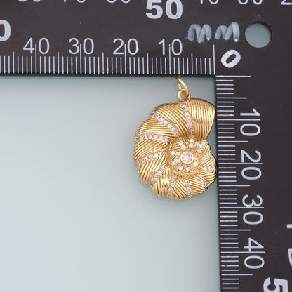 18K Gold Filled Shell CZ Charm Pendant for Jewelry Making