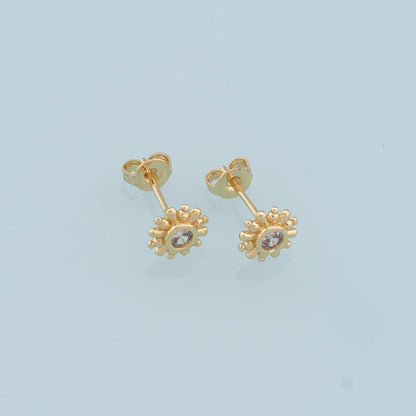 1pair 18K Gold Filled Flower Stud Earrings,Gold Earrings,Dainty Hoops Huggie,Gold Huggies Hoop Earrings