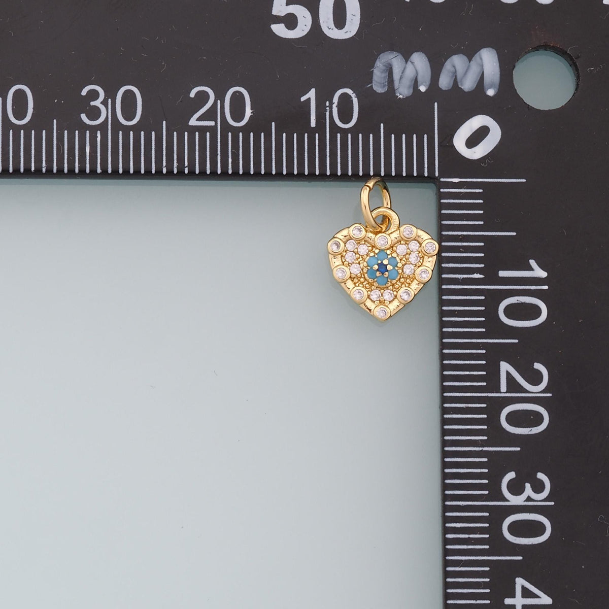 Gold Heart Charms,18K Gold Filled Heart Pendant,Evil Eye Charm Bracelet Necklace for DIY Jewelry Making Supply