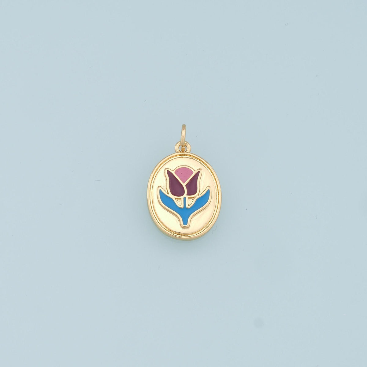 Gold Flower Charms,18K Gold Filled Flower Pendant,Enamel Flower Charm Bracelet Necklace for DIY Jewelry Making Supply