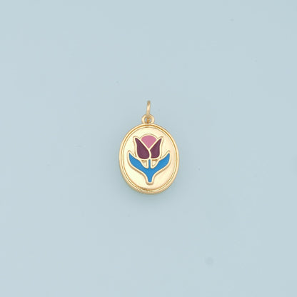 Gold Flower Charms,18K Gold Filled Flower Pendant,Enamel Flower Charm Bracelet Necklace for DIY Jewelry Making Supply