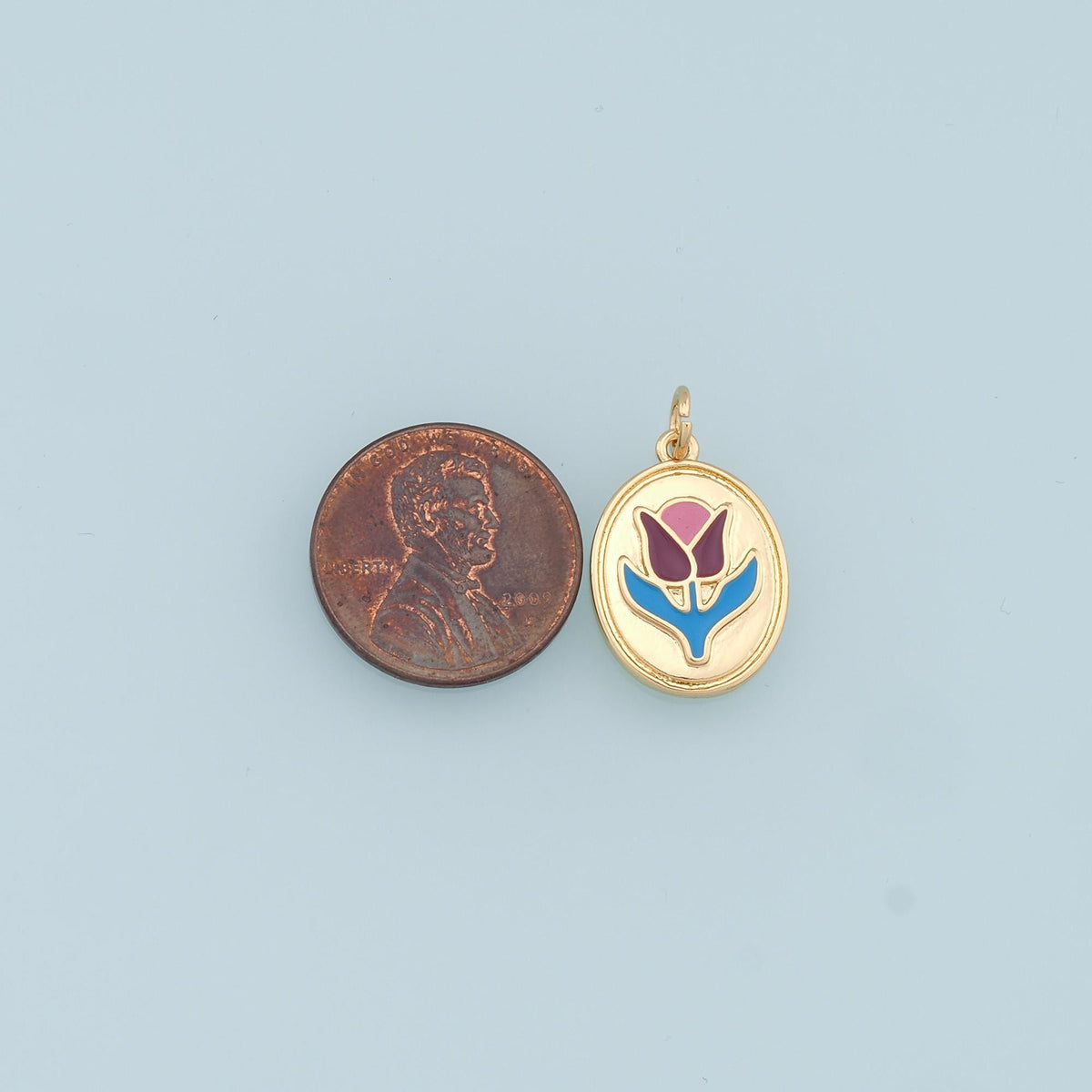 Gold Flower Charms,18K Gold Filled Flower Pendant,Enamel Flower Charm Bracelet Necklace for DIY Jewelry Making Supply