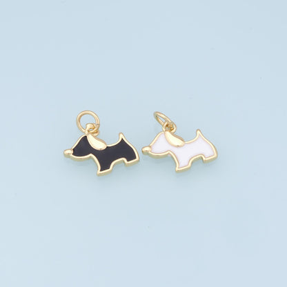 18K Gold Filled Enamel Dog Charm Pendant for Jewelry Making