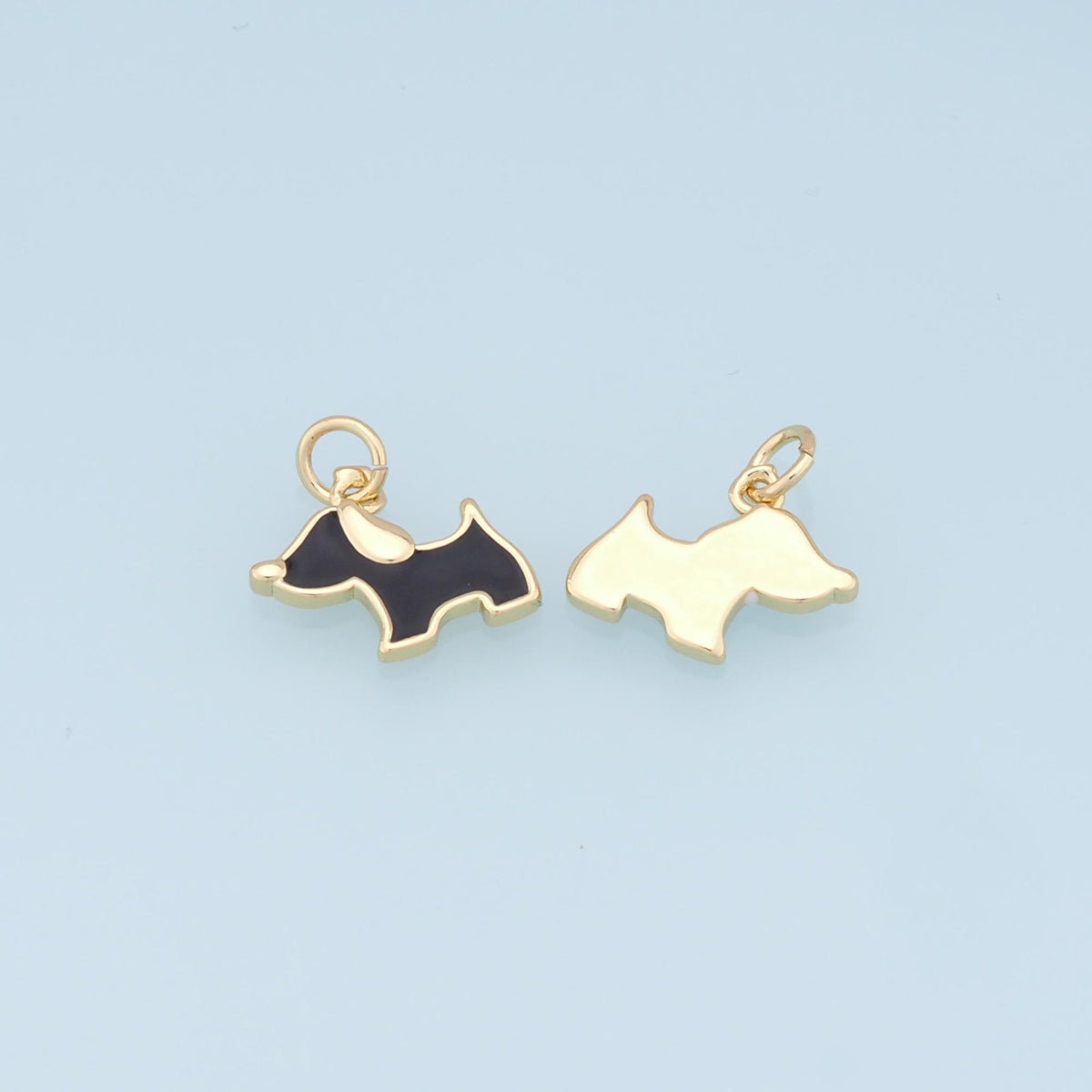 18K Gold Filled Enamel Dog Charm Pendant for Jewelry Making
