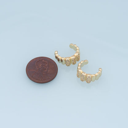 1pair 18K Gold Filled Dainty CZ Hoop Earrings,CZ Ear Cuff No Piercing,Cartilage Earring,Ear Wrap Earrings