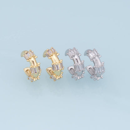 18K Gold Filled Cubic Zirconia Hoop Earrings for Jewelry Making