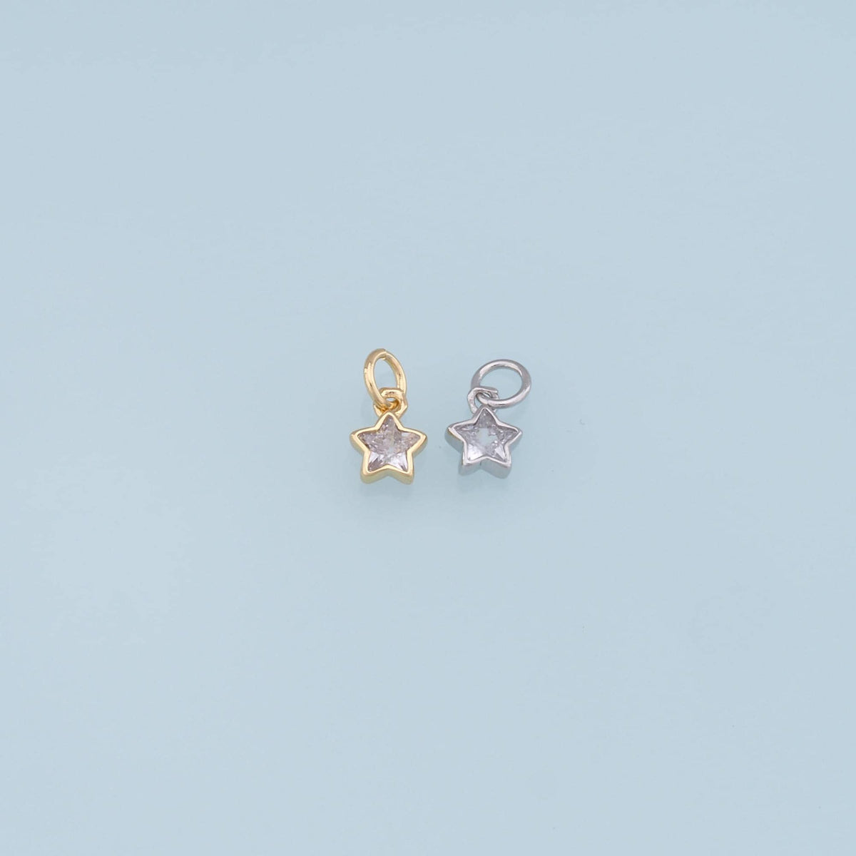 Gold Star Charms,18K Gold Filled CZ Star Pendant,Celestial Charm Bracelet Necklace for DIY Jewelry Making Supply