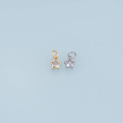 Gold Star Charms,18K Gold Filled CZ Star Pendant,Celestial Charm Bracelet Necklace for DIY Jewelry Making Supply