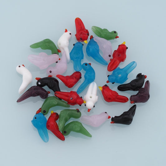 Mixed Glass Pigeon Beads,Ocean Bead,Lampwork Colorful Glass Fish Beads for DIY Jewelry Making Supply,Random Colors