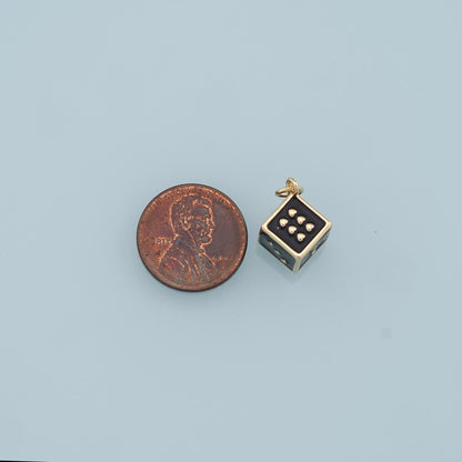 Gold Dice Charms,18K Gold Filled Enamel Dice Pendant,Dice Charms Bracelet Necklace for DIY Jewelry Making Supply