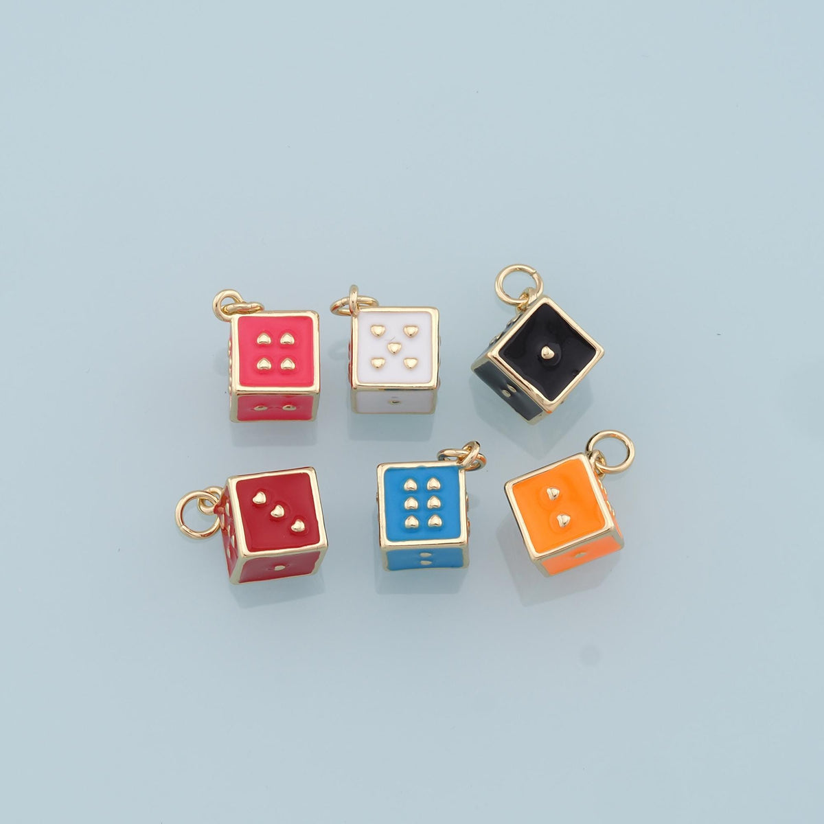 Gold Dice Charms,18K Gold Filled Enamel Dice Pendant,Dice Charms Bracelet Necklace for DIY Jewelry Making Supply