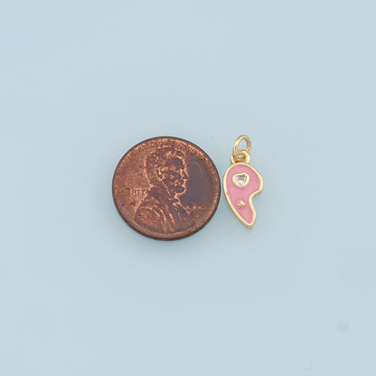 18K Gold Filled Heart Enamel Charm Pendant for Jewelry Making