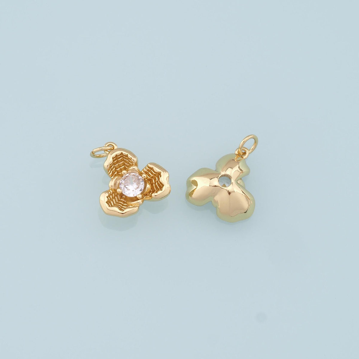Gold Flower Charms,18K Gold Filled Flower Pendant,Silver Flower Charm Bracelet Necklace for DIY Jewelry Making Supply