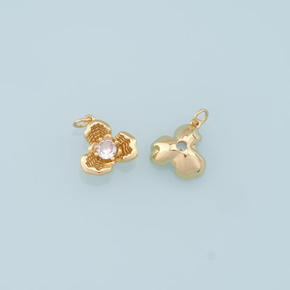 Gold Flower Charms,18K Gold Filled Flower Pendant,Silver Flower Charm Bracelet Necklace for DIY Jewelry Making Supply