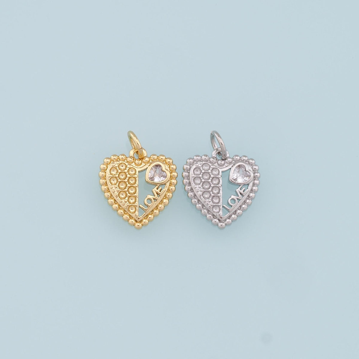 Gold Heart Charms,18K Gold Filled Heart Pendant,Heart Charm Bracelet Necklace for DIY Jewelry Making Supply