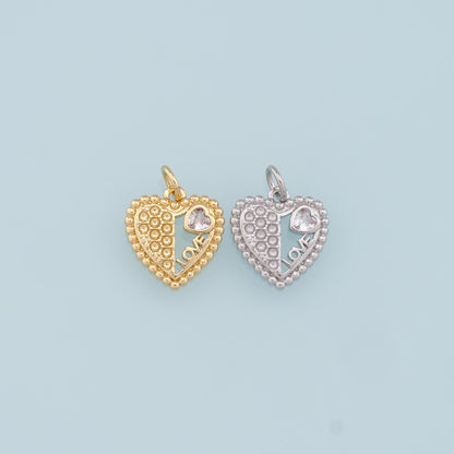 Gold Heart Charms,18K Gold Filled Heart Pendant,Heart Charm Bracelet Necklace for DIY Jewelry Making Supply